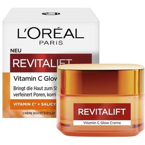 L'Oréal Paris Glow Creme für Frauen: für strahlende Haut, verfeinerte Poren & gemilderte Falten mit Vitamin C & SalicylsäureRevitalift Clinical, 1x 50ml