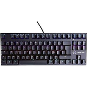 MILLENIUM Gaming Tastatur mit LED Beleuchtung, RGB Tastatur mit 87-Tasten (Internationales-Layout), Mechanische Tastatur mit RED Switch und hochwertige Metall Platte, schwarz