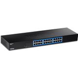 TRENDnet TEG-S25 24-Port Gigabit Switch, 24 x Gigabit RJ-45 Ports, 48 Gbit/s Schaltleistung, lüfterloses Design, Metallgehäuse, internes Netzteil