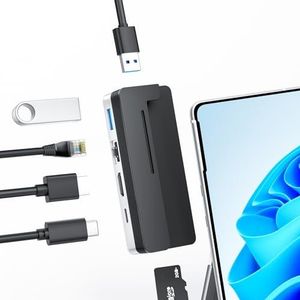 BYEASY Surface Pro 9 Docking Station, USB C Hub 6IN2, 4K@60Hz HDMI, 100W USB-C PD, 1000 Mbps Ethernet, 2xUSB 3.0, SD Kartenleser, Aluminium Biegewinkeles Multiport Nur für Microsoft Surface Pro 9.