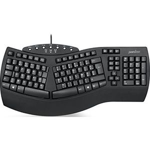 perixx PERIBOARD-512, Große ergonomische Tastatur, kabelgebunden, USB, für Windows – Schwarz, AZERTY