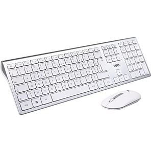WE Bundle Tastatur Maus, kabellos, wiederaufladbar, 2,4 G, BT Weiß
