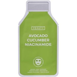 YEAUTY SMOOTHIE Tuchmaske Avocado, Cucumber & Niacinamide – Feuchtigkeitsspendende Gesichtsmaske für intensive Pflege, strahlende Haut – 100% biologisch abbaubar – 1er Pack