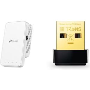 TP-Link RE330 WLAN Verstärker Repeater AC1200 (867MBit/s 5GHz + 300MBit/s 2 & Archer T2U Nano AC600 USB WLAN Stick Adapter(433MBit/s 5GHz