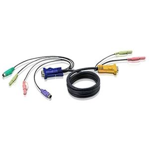Aten 2L-5305P KVM Kabel VGA, PS/2 und Audio, schwarz, 5 m