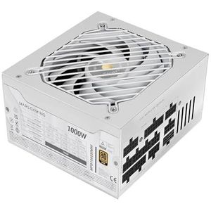 MARS GAMING MPB1000SIM, Vollmodulares ATX-Netzteil 1000W, 7 Jahre Garantie, 80Plus Gold 90%, SI Extreme Silence Lüfter 140mm, AI2-RPM, DC-DC und SMDTechnologien, ATX 3.1 und PCIe 5.1, Weiß
