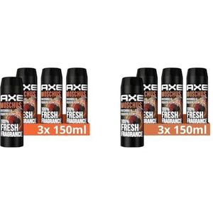 Axe Bodyspray Moschus Deo ohne Aluminium sorgt 48 Stunden lang für effektiven Schutz vor Körpergeruch 3x 150 ml (Packung mit 2)