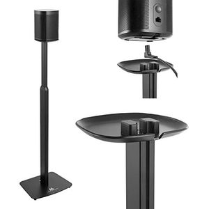 Maclean MC-896 Lautsprecher-Bodenständer Kompatibel mit Sonos One und One SL Ständer Standfuß mit Kabelmanagement Halterung Höhenverstellbar von 70 bis 127cm (1)