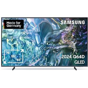 Samsung QLED 4K Q64D Fernseher 55 Zoll, TV mit Quantum Prozessor Lite 4K, 100% Farbvolumen, 4K Upscaling, Motion Xcelerator, Smart TV, GQ55Q64DAUXZG, Deutsches Modell [2024]