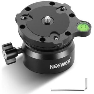 NEEWER Stativ Nivelliersockel (⌀60mm) Kamera Nivelliergerät, verstellbare Aluminium Stativkopfplatte mit -15°/+15° Neigung, Wasserwaage, 1/4"" 3/8"" Schraube, für Canon Nikon Sony DSLR & Camcorder, GM15