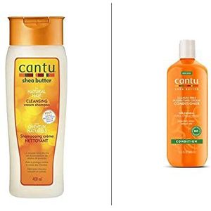 CANTU – Feuchtigkeitsspendende Spülung mit Sheabutter – 1er Pack (1 x 400ml) & – Feuchtigkeitsspendendes Shampoo mit Sheabutter – 1er Pack (1 x 400ml)