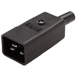 PremiumCord Netzanschluss 230V Stecker 16A, IEC C20, IEC60320, Farbe schwarz