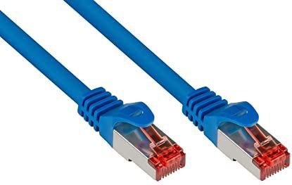 Good Connections Cat. 6 Ethernet LAN Patchkabel mit Rastnasenschutz RNS, S/FTP, PiMF, PVC, 250Mhz, Gigabit-fähig (10/100/1000-Base-T Ethernet Netzwerke), für Patchfelder, Patchpanels, Switch, Router, Modems, blau, 2m