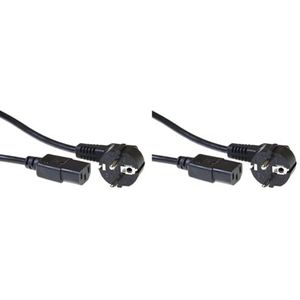 ACT Kaltgerätekabel 5m, C13 Kabel, PC Stromkabel, CEE 7/7 auf C13 3 Pin – Schutzkontakt gewinkelt - AK5016 Schwarz (Packung mit 2)
