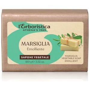 L'Erboristica Athena's Pflanzenseife von Marseille, beruhigende Seife, Gewicht 100 g, Packung mit 8 Stück, hergestellt in Italien