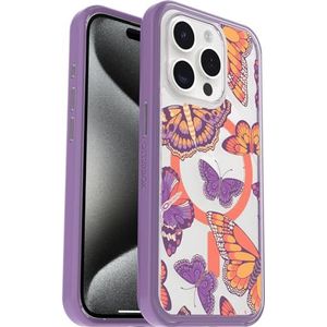 OtterBox Symmetry Clear MagSafe transparente Hülle für Apple iPhone 15 Pro, stoßfest, sturzsicher, schützende Hülle, 3X getestet nach Militärstandard, Butterfly Flutter