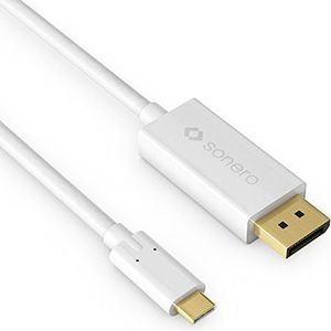 Sonero UCC021-020 USB-C auf DisplayPort Kabel, 4K@60Hz mit 18Gbps, USB 3.1, Alt Mode, Thunderbolt 3 kompatibel für MacBook Pro, Samsung S8, Dell XPS 15 und andere USB-C Computer, 2,0m weiß