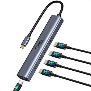 10 Gbit/s USB-C-Hub, 5 Anschlüsse, USB-C-Splitter mit 100 W Stromversorgung, USB C auf USB C Hub, Multiport-Adapter für Laptop, USBC-Hub für MacBook Pro/Air M2 M1, iPad, Dell, HP, Samsung usw.