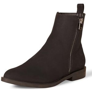 Amazon Essentials Damen Flacher Halbstiefel mit Reißverschluss außen, Schwarz Optik Wildleder, 39.5 EU
