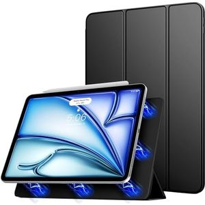 TiMOVO Funda para iPad Air 11 Pulgadas (M3/M2-2025/2024), iPad Air 5ª/4ª Generación (2022/2020) 10.9 Pulgadas, Cubierta Magnética Fuerte Con Soporte del Tríptico, Auto Estela/Sueño, Negro