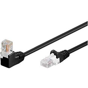 Goobay 94173 Cat 5E Patchkabel 1x 90° gewinkelt, U/UTP, schwarz, CCA Kupfergemisch, 1x RJ45-Stecker 90° (8P8C), 3 Meter