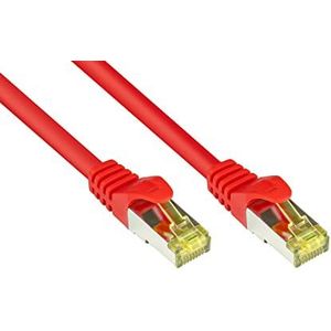 Good Connections RJ45 Ethernet LAN Patchkabel mit Cat. 7 Rohkabel und Rastnasenschutz RNS, S/FTP, PiMF, halogenfrei, 500MHz, OFC, 10-Gigabit-fähig (10/100/1000/10000-Base-T Ethernet Netzwerke) - z.B. für Patchpanel, Switch, Router, Modem - rot, 10 m