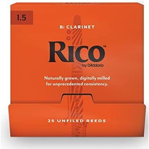 D'Addario Klarinettenblätter - Rico Bb Clarinet Reeds - RCA0115-B25 - Stärke 1.5 - 25-Stück Individually Sealed