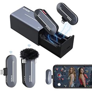 SYNCO Kabelloses Lavalier Mikrofon für iPhone, P1SL 2.4GHz Mikrofone Handy für iPad mit Ladekoffer 【Lightning-MFi Zertifiziert】 Plug & Play, Ansteckmikrofon-Wireless-Funkmikrofon-Handy