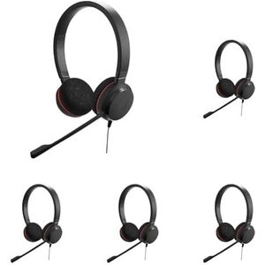 Jabra Evolve 20 UC Stereo Headset mit Mikrofon - Unified Communications Kopfhörer für VoIP Softphone mit passivem Noise-Cancelling - USB-Kabel mit Anrufsteuerung - Schwarz (Packung mit 5)
