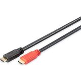 DIGITUS HDMI High Speed Anschlusskabel, Typ A St/St - mit Signalverstärker - 30.0m - Full HD 1080p/60Hz - kompatibel mit TV/Beamer/Monitor - vergoldete Kontakte - Schwarz