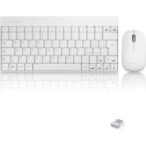Perixx PERIDUO-712 Kit Tastiera Mouse Wireless per Windows, Senza Fili da 2.4 GHz, Deisgn Piccola e Silenzioso, Italiano QWERTY, Bianco