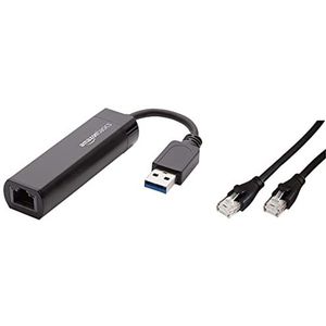 Amazon Basics USB-3.0-auf-10/100/1000-Gigabit-Ethernet-Internetadapter & Ethernet-Netzwerkkabel, RJ45, Cat6, 3 m, 1.000Mbit/s
