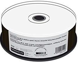 MediaRange Professional Line BD-R 25GB 6-fache Schreibgeschwindigkeit, vollflächig bedruckbar (Thermo-Retransfer), Proselect Weiß, voll Metallisiert, 25er Cakebox