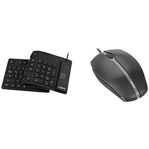 LogiLink ID0019A - Flexible & wasserfeste Tastatur 109 Tasten, Schwarz & Cherry GENTIX Corded Optical Mouse, kabelgebundene Maus mit 3 Tasten und hochauflösenden optischem 1000 DPI Sensor, schwarz
