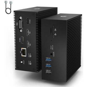 16 in 2 USB C Docking Station, Universal USB C Dock Triple Display Multiport Hub mit 4K HDMI, VGA, 100W PD USB C Hub für MacBook Pro/Air, Lenovo, HP, Dell (USB-A/C 3.0, RJ45 LAN, Audio & Mic, SD/TF)