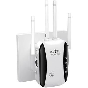 WLAN-Repeater, WLAN-Signalverstärker, 4 Externe Antennen, WLAN-Verstärker 2,4 GHz mit Repeater/AP-Modus und WPS-Funktion, 1 Ethernet-Port, kompatibel mit Allen WLAN-Geräten