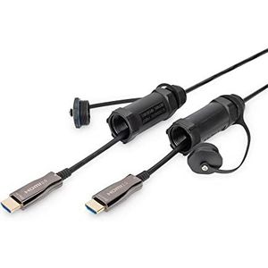 DIGITUS 4K HDMI AOC Verbindungskabel, gepanzert Schutzhülse für Stecker IP 68; 15m, 4K*2K@60HZ