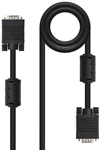 Nanocable 10.15.0102 - SVGA Kabel mit hochwertigem Ferrit für Monitor, Projektor und PC, HDB15/M-HDB15/M, schwarz, 2.0 mts