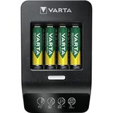 VARTA Akku Ladegerät, inkl. 4x AA 2100mAh, Batterieladegerät für wiederaufladbare AA/AAA, LCD Ultra Fast Charger+, Einzelschachtladung, 3 Modi: Schnellladen, Laden, Auffrischen, inkl. 12V Adapter