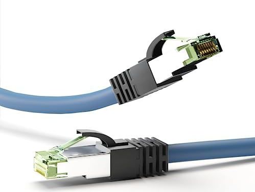 Goobay 45657 RJ45 Patchkabel CAT 8.1 / RJ45 Stecker / 8K Gaming PS5 Playstation 5 & Xbox / 2.000 MHz / OFC Netzwerkkabel / DSL Kabel / Blau / LAN Kabel 0,25m