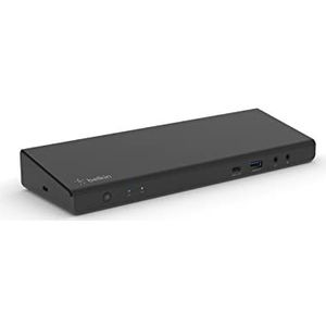 Belkin DisplayLink-Docking-Station für 3 4K-Bildschirme, USB Hub, 3 HDMI- und 2 DisplayPort-Anschlüsse, 85 W Power Delivery, Gigabit-Ethernet-Port, 3,5-mm-Klinkenanschlüsse, 1 USB-C- und 5 USB-A-Ports