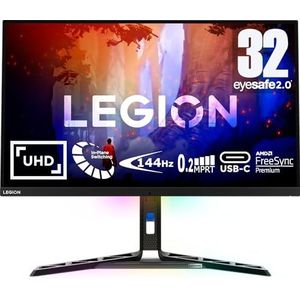 Lenovo Legion Y32p-30 | 31,5"" UHD Gaming Monitor | 3840x2160 | 144Hz | 400 nits | 0,2ms Reaktionszeit | HDMI | DisplayPort | AMD FreeSync Premium | schwarz