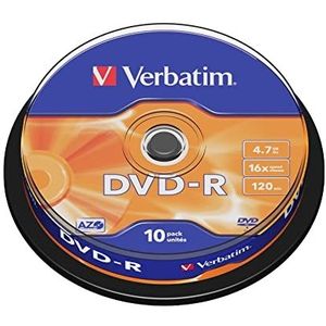 Verbatim DVD-R 16x Matt Silver 4.7GB, 10er Pack Spindel, DVD Rohlinge beschreibbar, 16-fache Brenngeschwindigkeit & Hardcoat Scratch Guard, DVD-R Rohlinge, DVD leer, Rohlinge DVD
