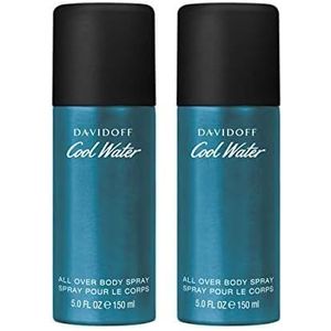 DAVIDOFF Cool Water Man Deodorant Natural Spray, All Over Body Spray, aromatisch-frischer Herrenduft, 150ml (Packung mit 2)