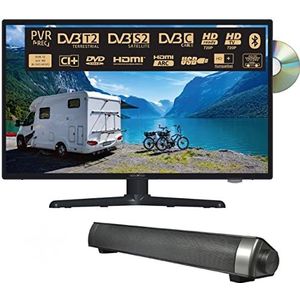 Reflexion LDDW190SB+ | DVD-Player | LED-Fernseher | 19 zoll | für Wohnmobile und Wohnwagen | 12V KFZ-Adapter| mit Soundbar | HD Auflösung | HDMI, USB, Bluetooth | erschütterungsfest