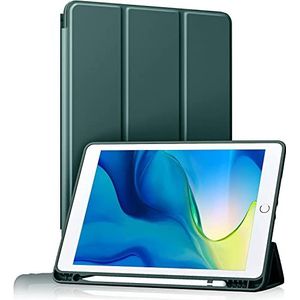 BXGH Tablet-Hülle für 9:/8:e/7. Generation 10,2-Zoll-iPad mit Stifthalter, Hülle für 2021/2020/2019 mit weichem Silikon Rückseite, Schutz mit automatischem Wecken/Schlafen - Dunkelgrün