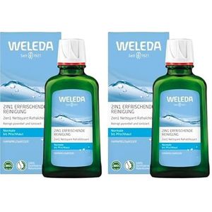 WELEDA Bio 2in1 Erfrischende Reinigung, Naturkosmetik Gesichtswasser und Make-up Entferner zur porentiefen Reinigung und Pflege von Gesicht, Haut und Hals (1 x 100 ml) (Packung mit 2)
