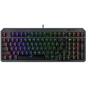 ASUS TUF Gaming K3 Gen II Gaming-Tastatur mit 97 Tasten, opto-mechanische RGB-Switches, Silikondichtung, stoßdämpfender Schaumstoff, wasserdicht IP57, abnehmbare Oberplatte und Aura Sync, AZERTY