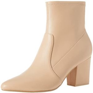 Amazon Essentials Damen Anliegender Stiefel mit elastischer Ferse, Beige Kunstleder, 39 EU