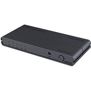 PremiumCord 4K HDMI Umschalter 4:1 mit Fernbedienung und Netzteil, Switch mit LED Status, Video Auflösung 4Kx2K 2160p UHD 60Hz, Full HD 1080p, 3D, HDCP, Farbe schwarz khswit41d